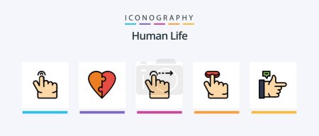 Illustration for Human Line Filled 5 Icon Pack Including . personal. heart. growth. gesture. Creative Icons Design - Royalty Free Image