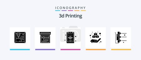 Téléchargez les illustrations : 3d Printing Glyph 5 Icon Pack Including . hand. scanner. printing. Creative Icons Design - en licence libre de droit