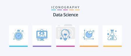 Téléchargez les photos : Data Science Blue 5 Icon Pack Including pie chart. graph. start up. chart. ideas. Creative Icons Design - en image libre de droit