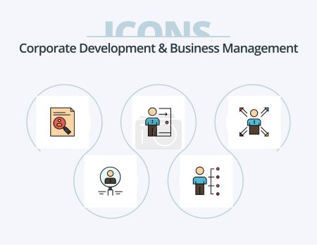 Illustration for Corporate Development And Business Management Line Filled Icon Pack 5 Icon Design. globe. data. check. management. task - Royalty Free Image