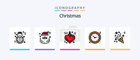 Illustration for Christmas Line Filled 5 Icon Pack Including film. camera. cinema. oscar. film. Creative Icons Design - Royalty Free Image