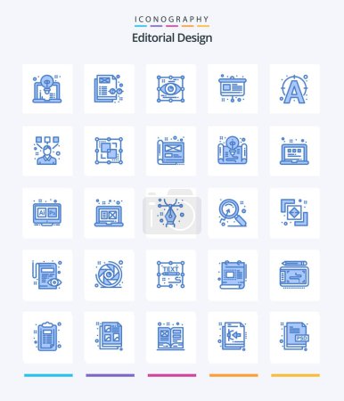 Ilustración de Creative Editorial Design 25 Blue icon pack  Such As text. presentation. design. easel. art - Imagen libre de derechos