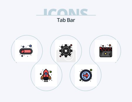 Ilustración de Tab Bar Line Filled Icon Pack 5 Icon Design. . . send. stopwatch. efficiency - Imagen libre de derechos