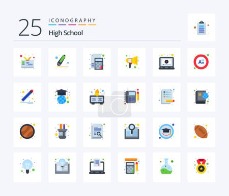 Ilustración de High School 25 Flat Color icon pack including online. speaker. file. sound. education - Imagen libre de derechos