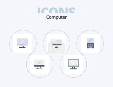 Téléchargez les illustrations : Computer Flat Icon Pack 5 Icon Design. . imac. - en licence libre de droit