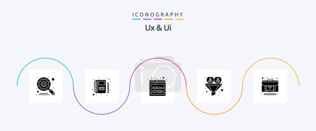 Téléchargez les illustrations : Ux And Ui Glyph 5 Icon Pack Including creator. article. ui sliders. user. funnel - en licence libre de droit