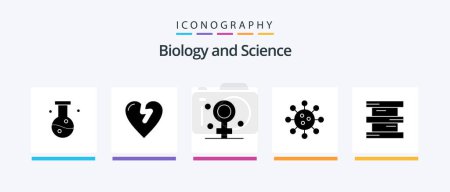 Illustration for Biology Glyph 5 Icon Pack Including biochemistry. chemistry. biology. cell. biochemistry. Creative Icons Design - Royalty Free Image
