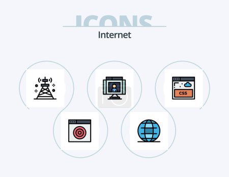 Téléchargez les illustrations : Internet Line Filled Icon Pack 5 Icon Design. wireless. technology. video. router. technology - en licence libre de droit
