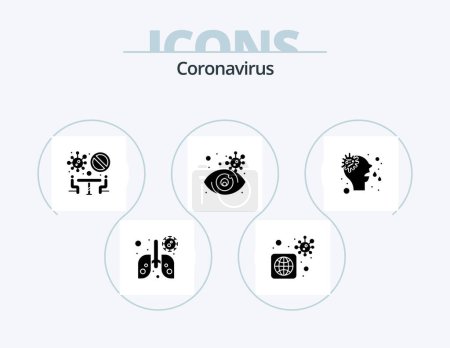 Illustration for Coronavirus Glyph Icon Pack 5 Icon Design. runny. allergy. conference. virus infected. search - Royalty Free Image