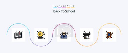 Ilustración de Back To School Line Filled Flat 5 Icon Pack Including badge. school. back to school. physics. movement - Imagen libre de derechos