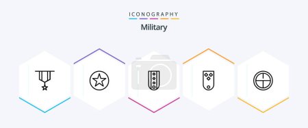 Illustration for Military 25 Line icon pack including military. diamonds. insignia. striped. military - Royalty Free Image