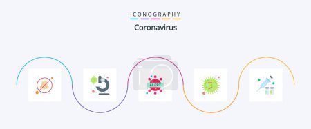 Téléchargez les illustrations : Coronavirus Flat 5 Icon Pack Including flu. epidemic. virus alert. disease. corona - en licence libre de droit