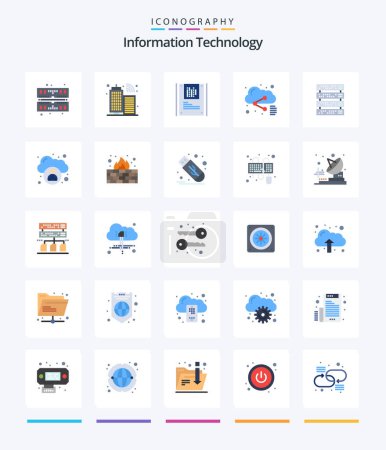 Ilustración de Creative Information Technology 25 Flat icon pack  Such As server. rack. data. computer. share - Imagen libre de derechos