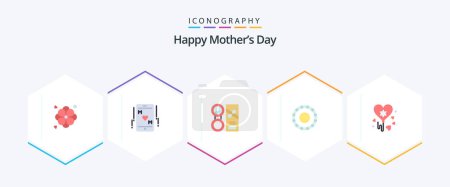 Illustration for Happy Mothers Day 25 Flat icon pack including party. balloon. beauty. mala. bracelet - Royalty Free Image