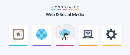 Illustration for Web And Social Media Flat 5 Icon Pack Including . left. setting. cog. Creative Icons Design - Royalty Free Image