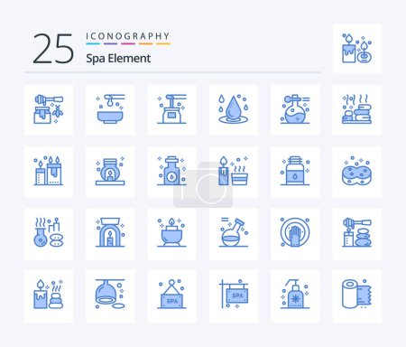 Illustration for Spa Element 25 Blue Color icon pack including spa. massage. yoga. beauty. spa - Royalty Free Image