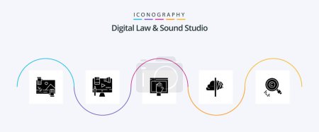 Illustration for Digital Law And Sound Studio Glyph 5 Icon Pack Including imagination. creativity. digital. open. free - Royalty Free Image
