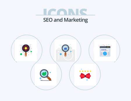 Illustration for Seo Flat Icon Pack 5 Icon Design. domain. user. seo. investor. growth - Royalty Free Image