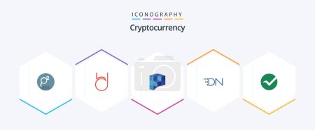 Téléchargez les illustrations : Cryptocurrency 25 Flat icon pack including coin. crypto currency. peer plays. crypto. digital note - en licence libre de droit
