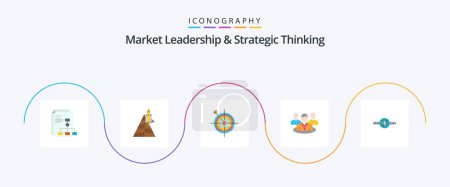 Téléchargez les illustrations : Market Leadership And Strategic Thinking Flat 5 Icon Pack Including conversation. chat. launch. group. arrow - en licence libre de droit