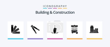 Ilustración de Building And Construction Glyph 5 Icon Pack Including warehouse. lift. tool. plummet. measurement. Creative Icons Design - Imagen libre de derechos