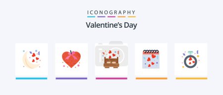 Téléchargez les illustrations : Valentines Day Flat 5 Icon Pack Including love. romance. bed. love. calendar. Creative Icons Design - en licence libre de droit