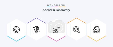 Illustration for Science 25 Line icon pack including . lab. science. flask. science - Royalty Free Image