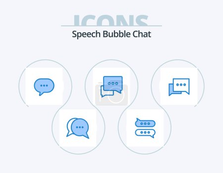 Ilustración de Chat Blue Icon Pack 5 Icon Design. .. .. Burbuja. comentario. burbuja - Imagen libre de derechos