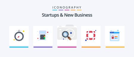 Ilustración de Startups And New Business Flat 5 Icon Pack Including profile. account. budget. support. lifebuoy. Creative Icons Design - Imagen libre de derechos