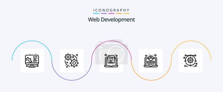 Téléchargez les illustrations : Web Development Line 5 Icon Pack Including setting. development. html. login. development - en licence libre de droit