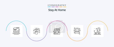 Téléchargez les illustrations : Stay At Home Line 5 Icon Pack Including tools. home repair. bucket. equipment. service - en licence libre de droit