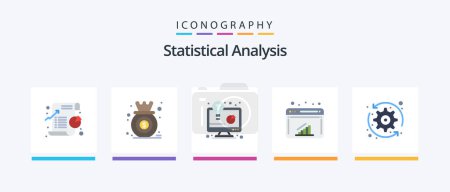 Illustration for Statistical Analysis Flat 5 Icon Pack Including web. graph. graph. chart. business report. Creative Icons Design - Royalty Free Image