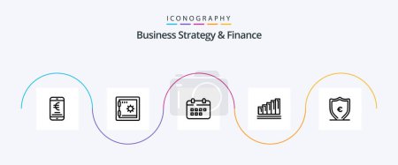 Illustration for Business Strategy And Finance Line 5 Icon Pack Including analytics . holidays. deposit . appointment . schedule - Royalty Free Image