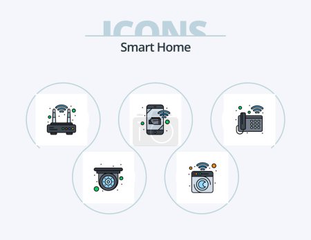 Illustration for Smart Home Line Filled Icon Pack 5 Icon Design. control. smart oven. home. smart. intelligent - Royalty Free Image