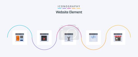 Illustration for Website Element Flat 5 Icon Pack Including coding. browser. interface. setting. interface - Royalty Free Image