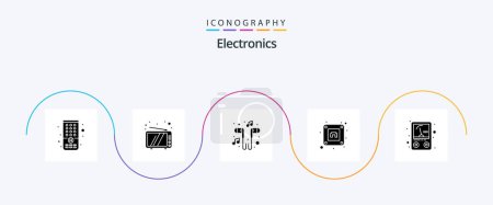 Illustration for Electronics Glyph 5 Icon Pack Including voltmeter. ampere. headset. plug. electric - Royalty Free Image