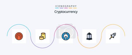 Ilustración de Cryptocurrency Line Filled Flat 5 Icon Pack Including crypto currency. lumens. coin. crypto currency. coin - Imagen libre de derechos