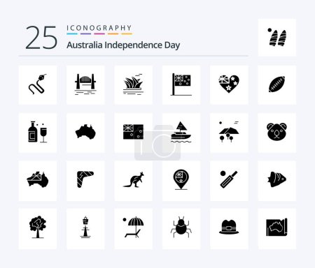 Illustration for Australia Independence Day 25 Solid Glyph icon pack including nation. country. sydney. australia. opera house - Royalty Free Image