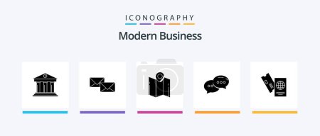 Ilustración de Modern Business Glyph 5 Icon Pack Including chat. navigation. forward. location. map. Creative Icons Design - Imagen libre de derechos