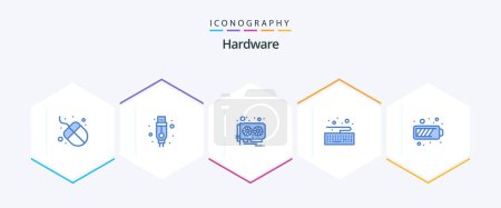 Illustration for Hardware 25 Blue icon pack including . mobile. video. charging. type - Royalty Free Image