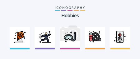 Ilustración de Hobbies Line Filled 5 Icon Pack Including food. hobby. shopping. hobbies. brush. Creative Icons Design - Imagen libre de derechos