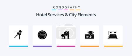 Illustration for Hotel Services And City Elements Glyph 5 Icon Pack Including bed. device. building. service. hotel. Creative Icons Design - Royalty Free Image