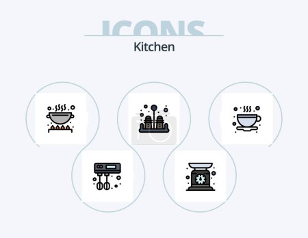 Ilustración de Kitchen Line Filled Icon Pack 5 Icon Design. . eggs. manual. egg. palette - Imagen libre de derechos