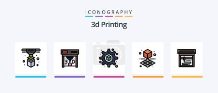 Illustration for 3d Printing Line Filled 5 Icon Pack Including printer. box. modeling. geometric. d. Creative Icons Design - Royalty Free Image