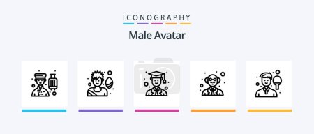 Téléchargez les illustrations : Male Avatar Line 5 Icon Pack Including rugby player. delivery. man. courier. site. Creative Icons Design - en licence libre de droit