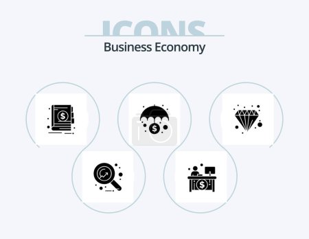 Téléchargez les illustrations : Economy Glyph Icon Pack 5 Icon Design. diamond. protection. banking. money. banking - en licence libre de droit