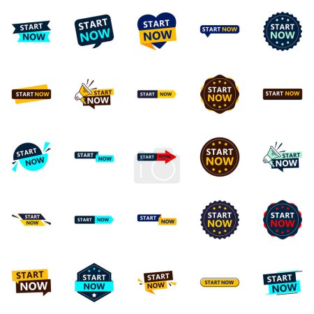 Téléchargez les illustrations : 25 Professional Typographic Designs for a refined starting message Start Now - en licence libre de droit