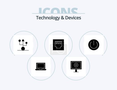Ilustración de Devices Glyph Icon Pack 5 Icon Design. power. electronics. gadget. devices. port - Imagen libre de derechos