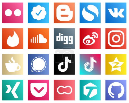 Ilustración de 20 Elegant Social Media Icons such as meta. soundcloud. china and weibo icons. Fully customizable and high quality - Imagen libre de derechos