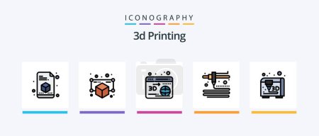 Téléchargez les illustrations : 3d Printing Line Filled 5 Icon Pack Including . model. home. computer. Creative Icons Design - en licence libre de droit
